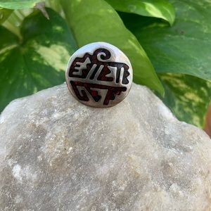 Engraved Azteca Mexican Art NICKEL SILVER  RING